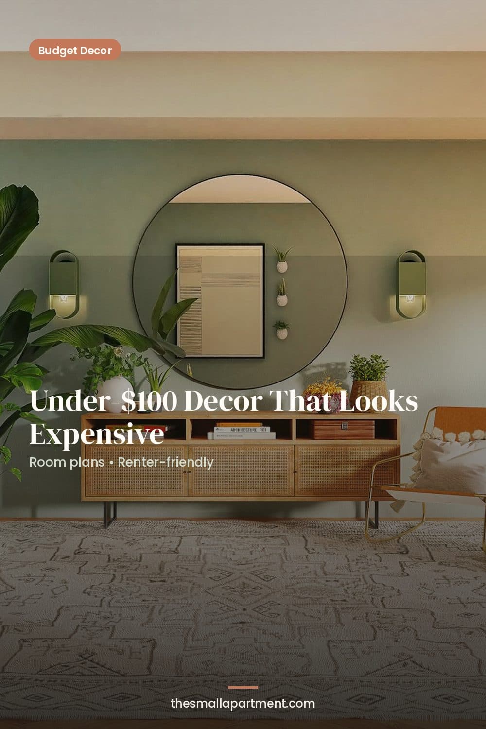 Pinterest pin: Budget apartment decor under $100 that looks expensive